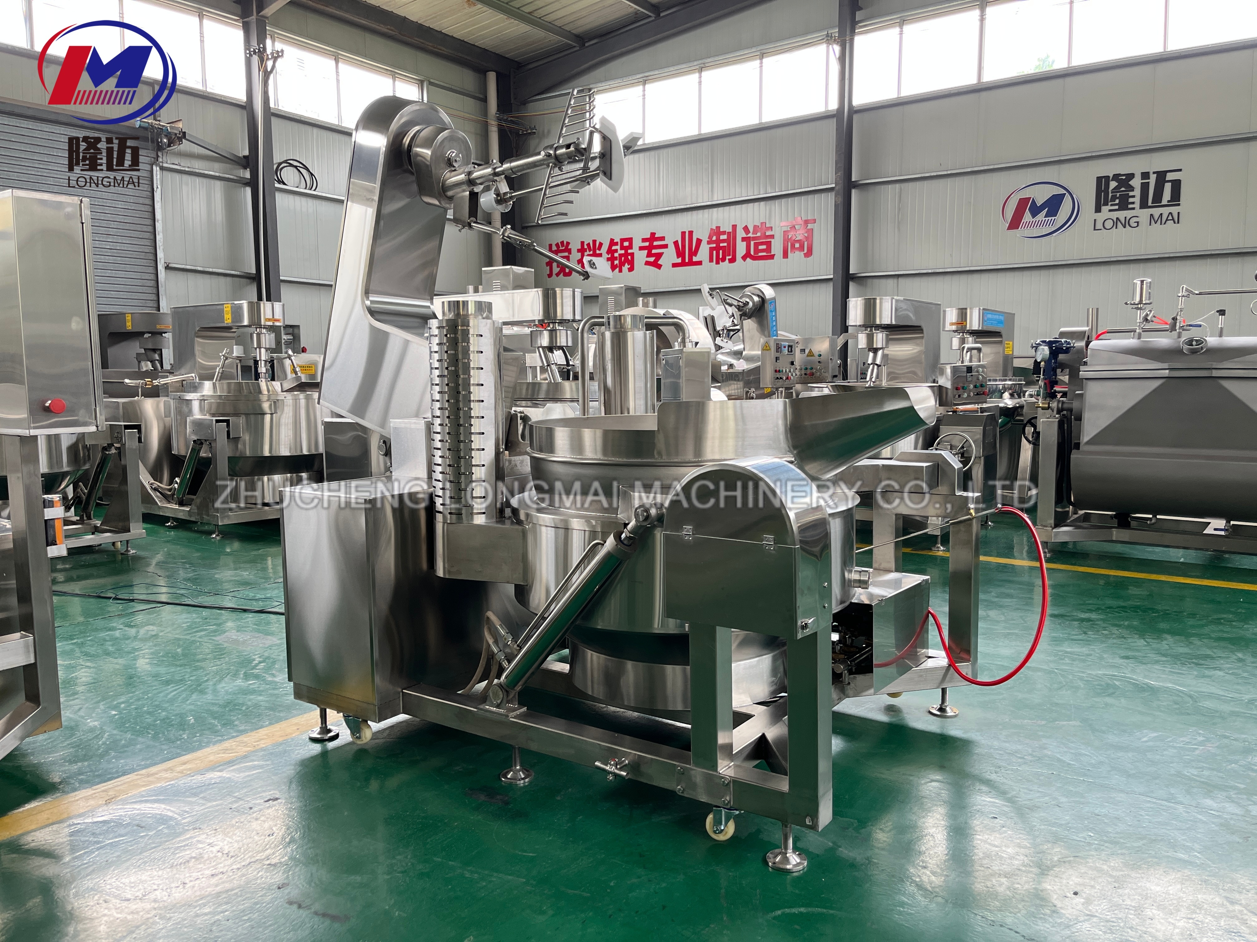 Industrial Automatic Stainless Steel Cooking Pot With Mixer Planetary Gas Heated Cooking Machine Mixer