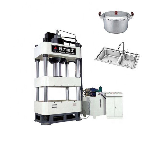 200T Hydraulic Press Machine 4-Column Sheet Plate Metal Stretch Deep Drawing Steel Utensils Pot Making Hydraulic Press Machine