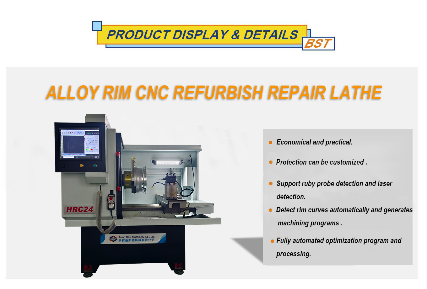24inch Horizontal Full Automatic Alloy Rim Repair CNC Lathe Machine Car Wheel HRC24