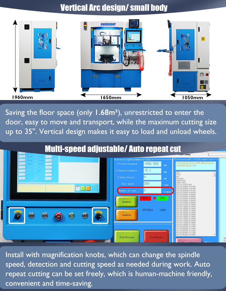CRYSTAL AWR906VP Alloy Rim Lathe Machine details