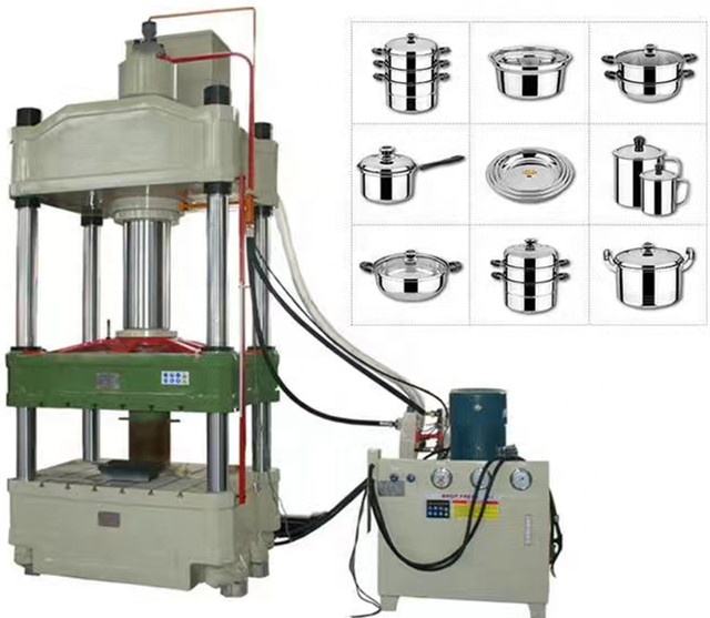 200T Hydraulic Press Machine 4-Column Sheet Plate Metal Stretch Deep Drawing Steel Utensils Pot Making Hydraulic Press Machine