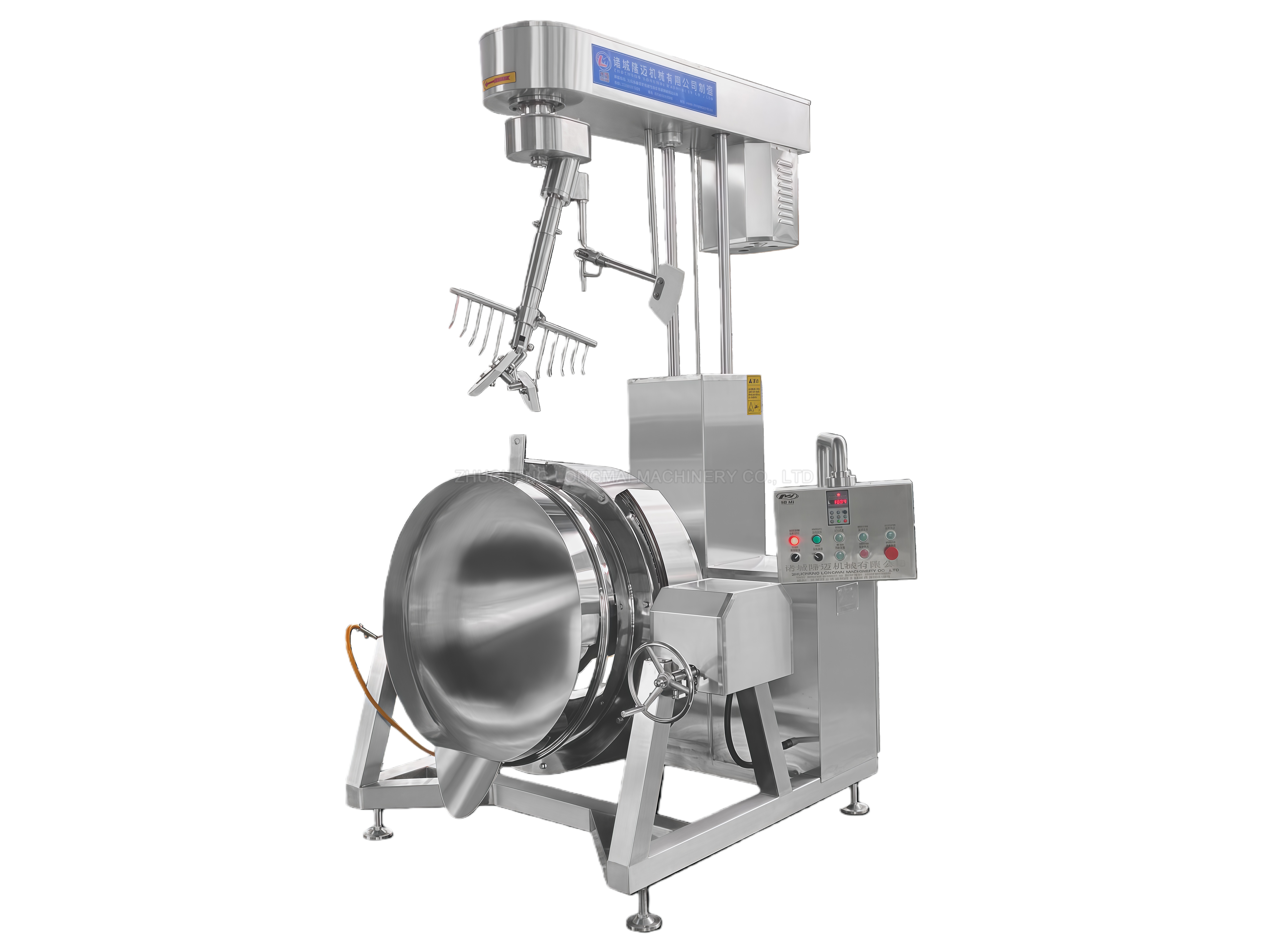 Industrial Automatic Stainless Steel Cooking Pot With Mixer Planetary Gas Heated Cooking Machine Mixer