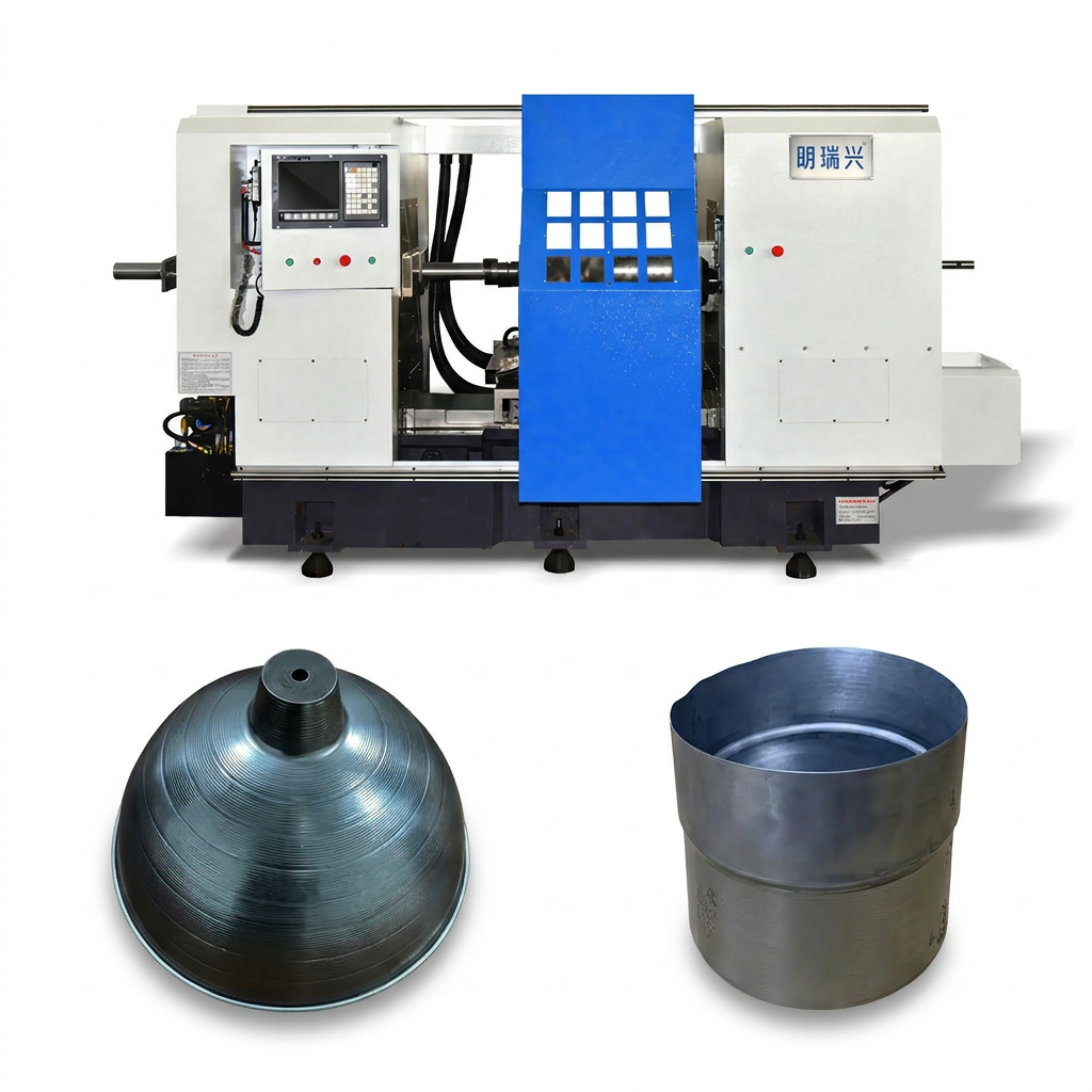 Lang Ruixing Automatic CNC Stainless Steel/Aluminum Metal Spinning Machine for Barrels/Cones/Parabolas 7.5kW Power High Safety