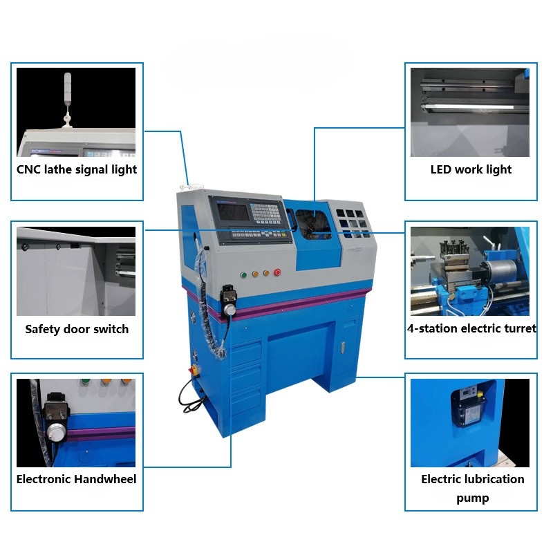 YH210 Hot Selling Mini CNC Lathe 2 Axis Automatic Lathe Machine Metal For Industrial Machinery Small Parts Processing Lathe CNC