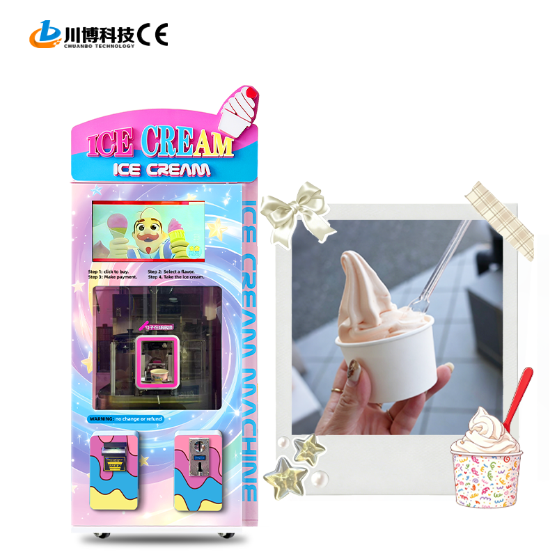 Factory 21.5-inch Screen 1 Type of Milk Syrup 3 Types of Fruit Jam 2 Types of Toppings Fully Automatic Ice Cream Vending Machine