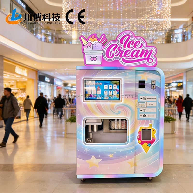 OEM Factory Unattended Retail Solution Soft Serve Fully Automatic Commercial Ice Cream Vending Machine for Kids Park