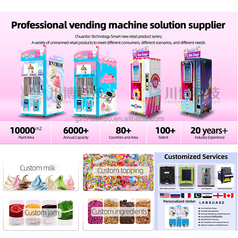 2026 Factory OEM ODM Fully Automatic Soft Ice Cream Vending Machine 21.5 Inch Touch Screen Compressor Cooling Cloud-Based