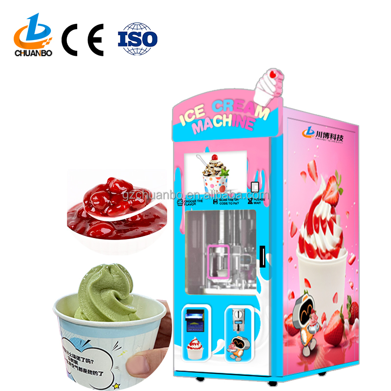 Nayax Commercial Stainless Steel Robotic Soft Serve Ice Cream Vending Machine with SDK Touchscreen & Remote Monitoring