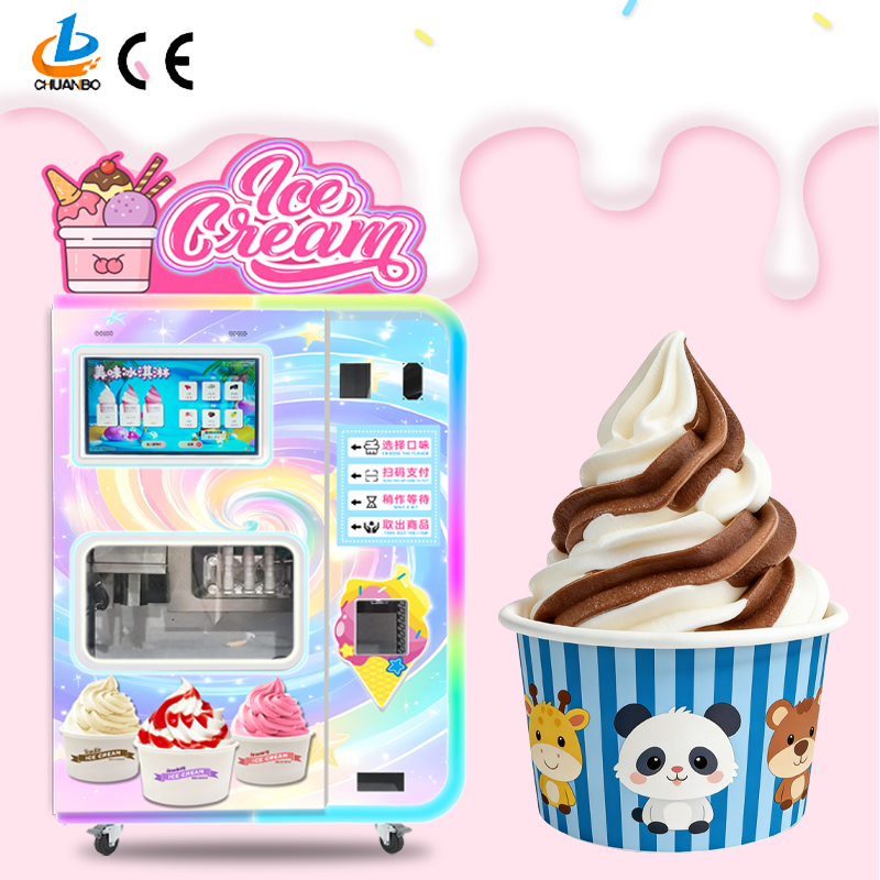 Multi-Payment 110V/220V Self-Service Full Automatic  Ice Cream Machine Double-cylinder Ice Cream Vending Machine  Robot for Cafe