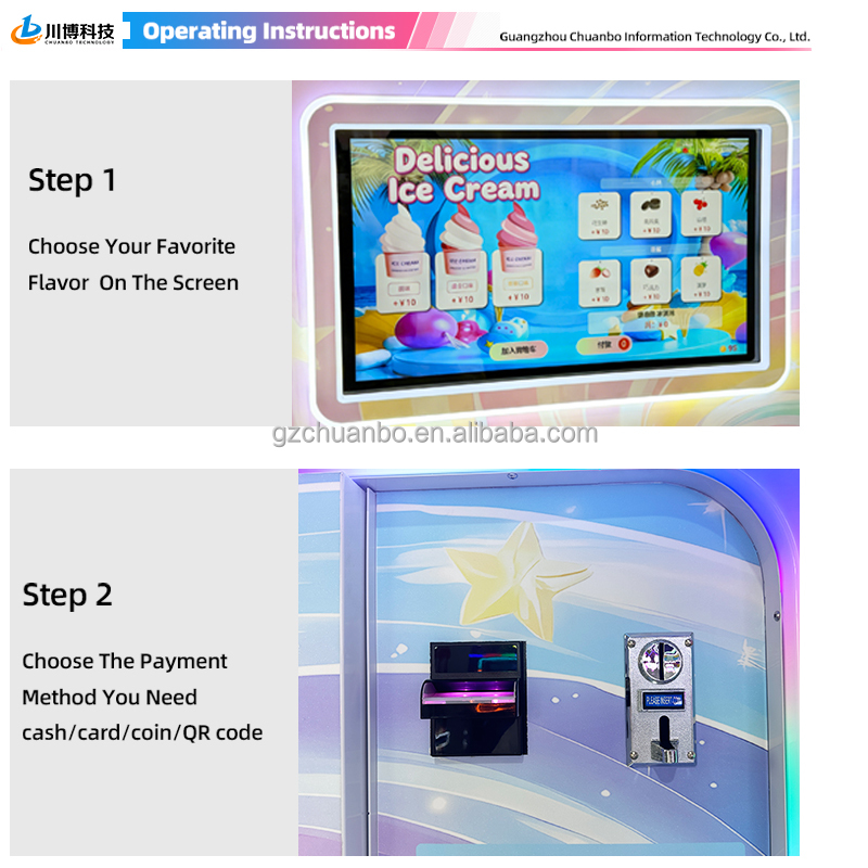 Manufacture Profitable Automatic Double-cylinder Soft Ice Cream Vending Machine QR Code Remote Monitoring Coin Credit Card