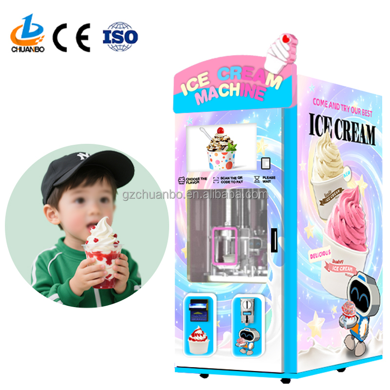 OEM/ODM  Robot  Manufacture Factory Full Automatic Best Selling Ice Cream Vending Machine/mobile Ice Cream Making Maker