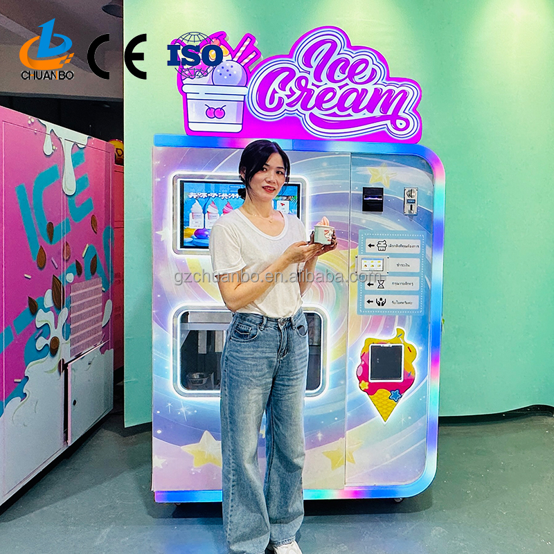 OEM/ODM  Robot  Manufacture Factory Full Automatic Best Selling Ice Cream Vending Machine/mobile Ice Cream Making Maker