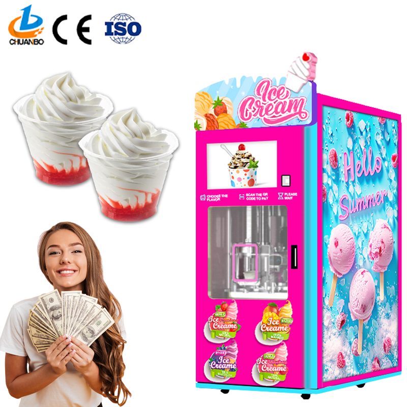 Manufacture OEM ODM Compressor Cooling 22-inch Touchscreen Anti-hand-clamping Design Ice Cream Vending Machine SDK 59 Kinds