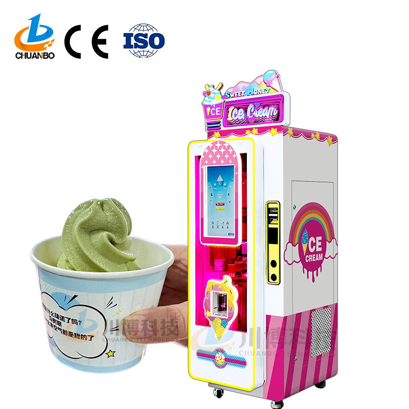 Customize OEM ODM Factory Manufacture  3 Flavor Full  Automatic Soft Ice Cream Vending Machine Water Based Robot Inspired Design