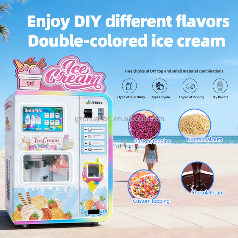 High ROI Vending Machine Factory OEM ODM Multiple Flavors Double-cylinder Ice Cream Vending Machine
