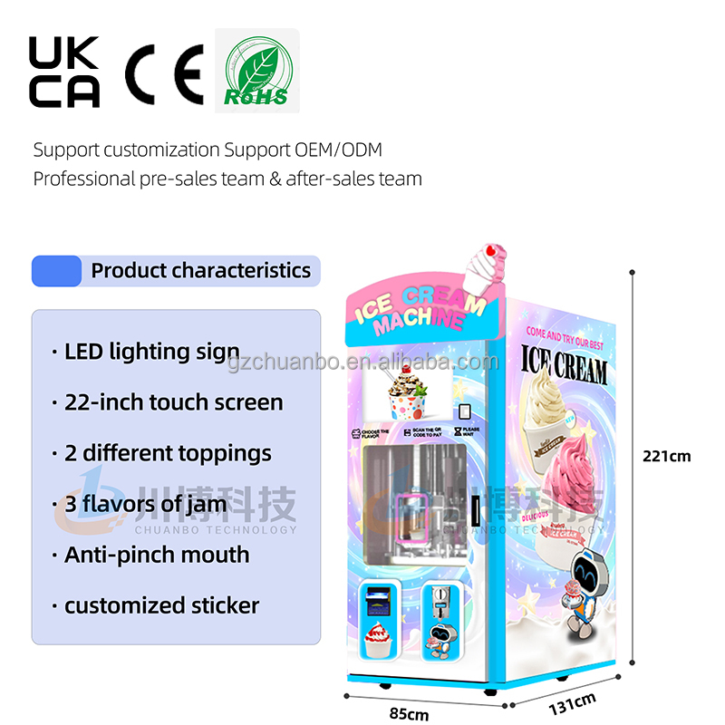 New Machine High Quality New Design Commercial  Vending Machine OEM Intelligent Self Service Ice Cream Robot for Scenic Area