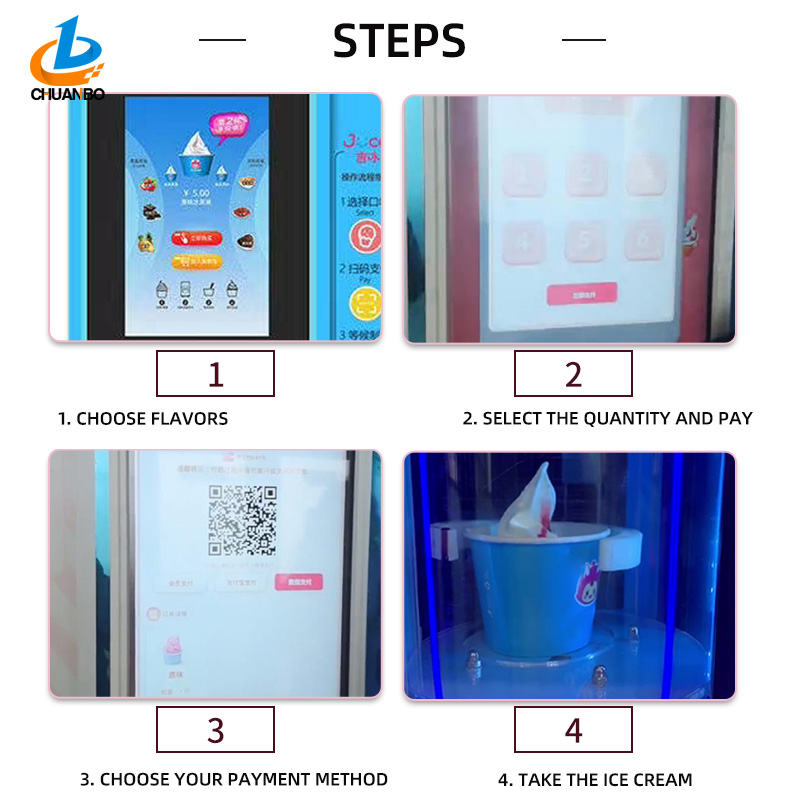 Automatic  Making Machine Self Service Soft Ice Cream Vending Machine