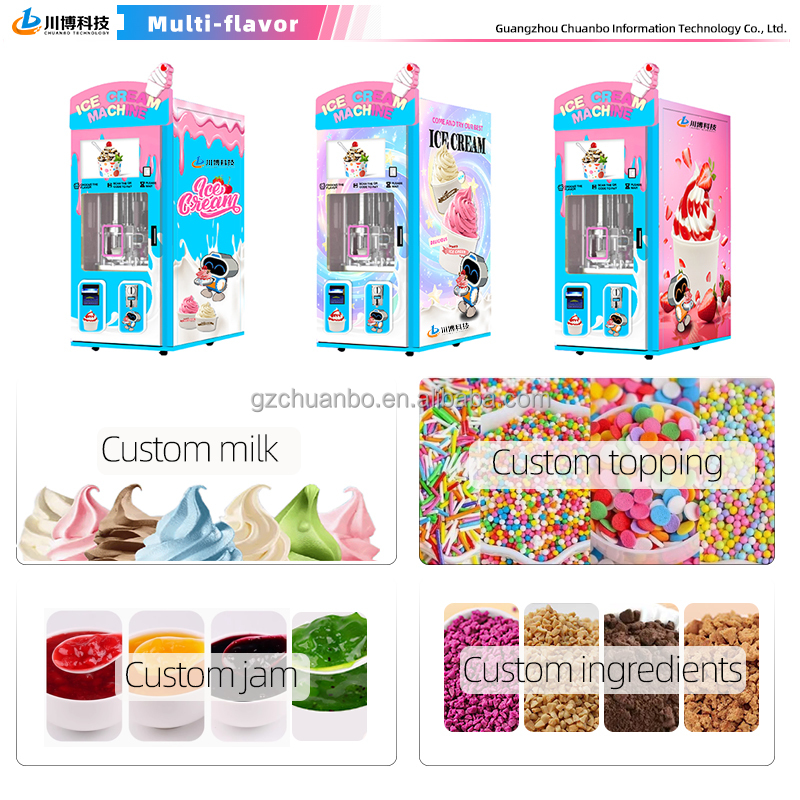 Manufacture Professional Commercial Full Automatic Soft Serve Ice Cream Vending Machine SDK Touchscreen Compressor Cooling 220V