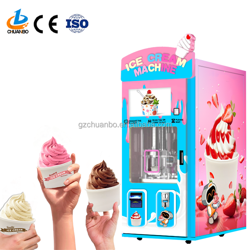 OEM ODM Factory Manufacture Full Automatic Best Selling Self-service Soft Ice Cream Machine Vending Machine Business for Mall
