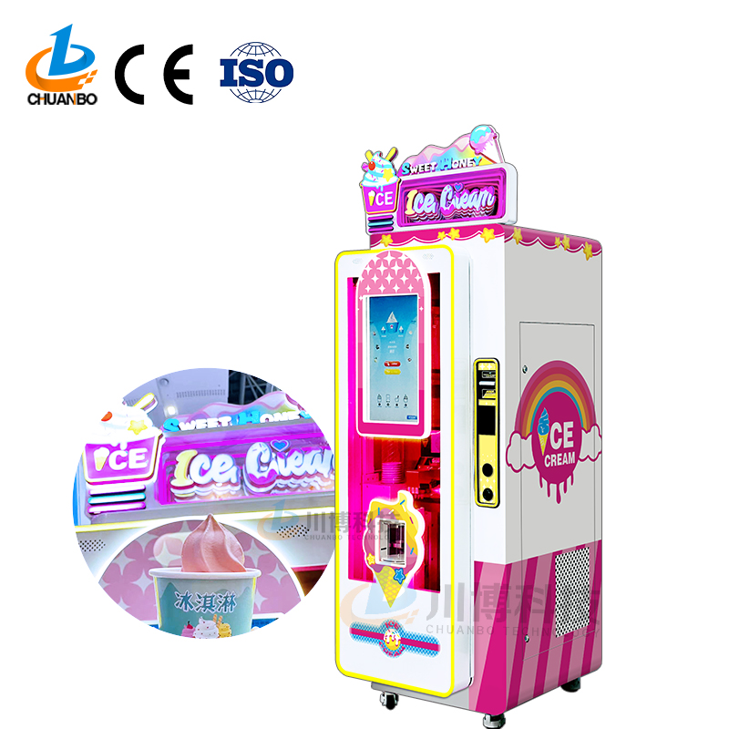 Coin Operated Ice-cream Vending Automatic Self Service Soft Ice Cream Vending Machine 150-200 Capacity 15 Seconds Delivery
