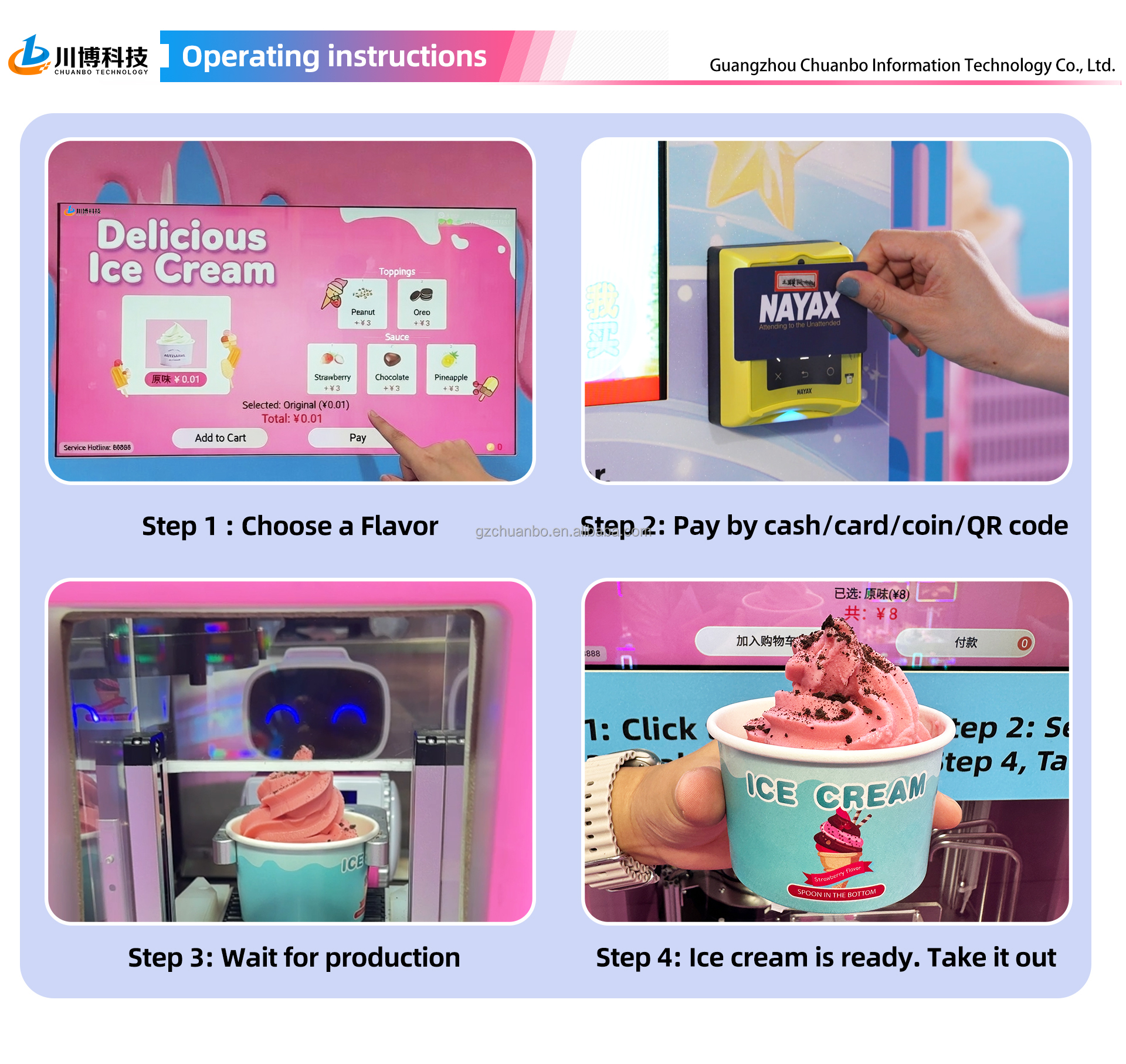 High Quality Soft Serve Fully Automatic Ice Cream Vending Machine Intelligent Ice Cream Robot with Remote APP Management System