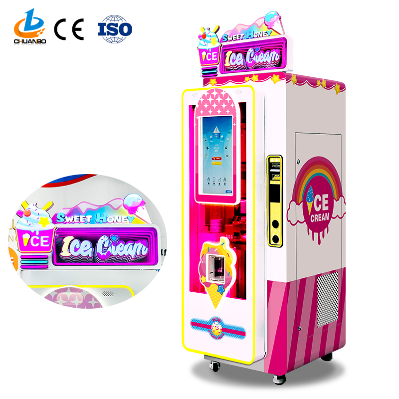 Coin Operated Ice-cream Vending Automatic Self Service Soft Ice Cream Vending Machine 150-200 Capacity 15 Seconds Delivery