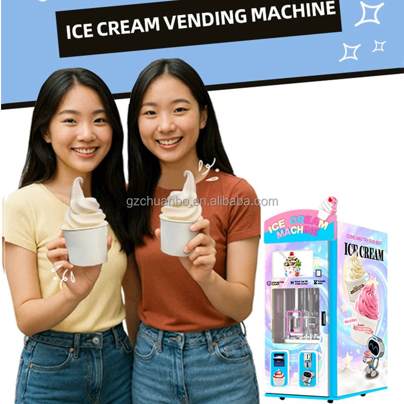 High Quality Smart Various Flavors Making Money Soft Ice Cream Vending Machine Fully Automatic  with APP Remote Control for Mall