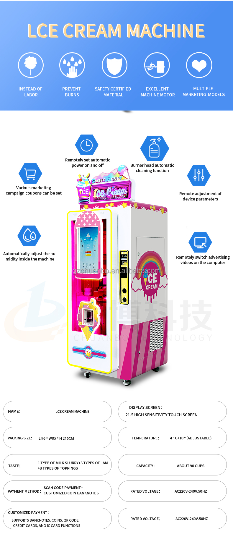 Ice Cream Vending Machine Screen Display