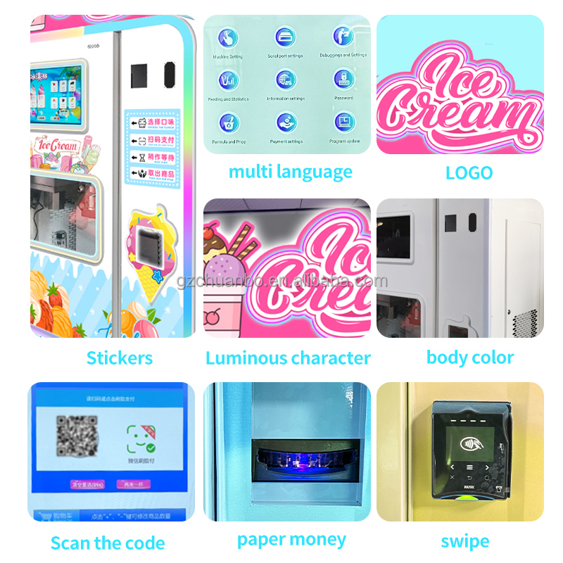 Best Selling OEM ODM Ice Cream Vending Machine with SDK Touchscreen Compressor Cooling POS Integration Multiple Payment Options
