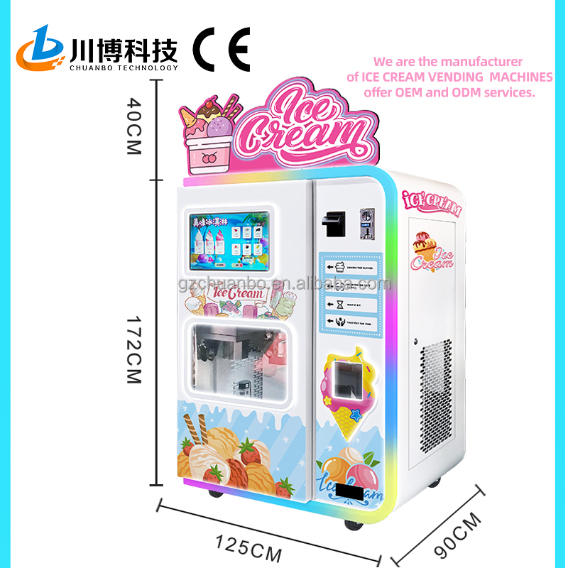 OEM Factory Unattended Retail Solution Soft Serve Fully Automatic Commercial Ice Cream Vending Machine for Kids Park