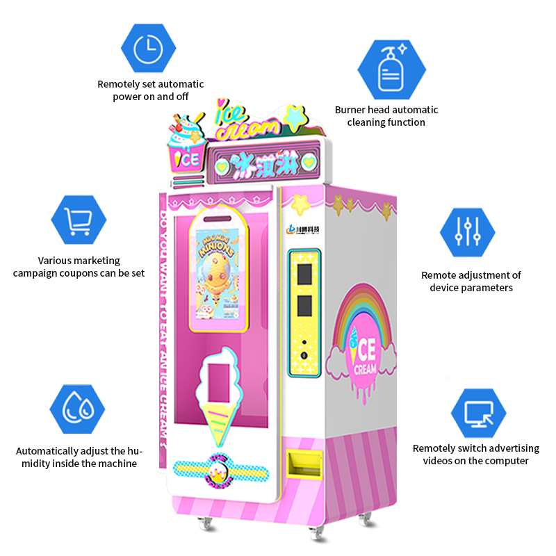 OEM ODM Customized Fully Automatic Robot Coin Operated Cash Smart Soft Ice Cream Vending Machine 1-10L Capacity 59 Flavors QR