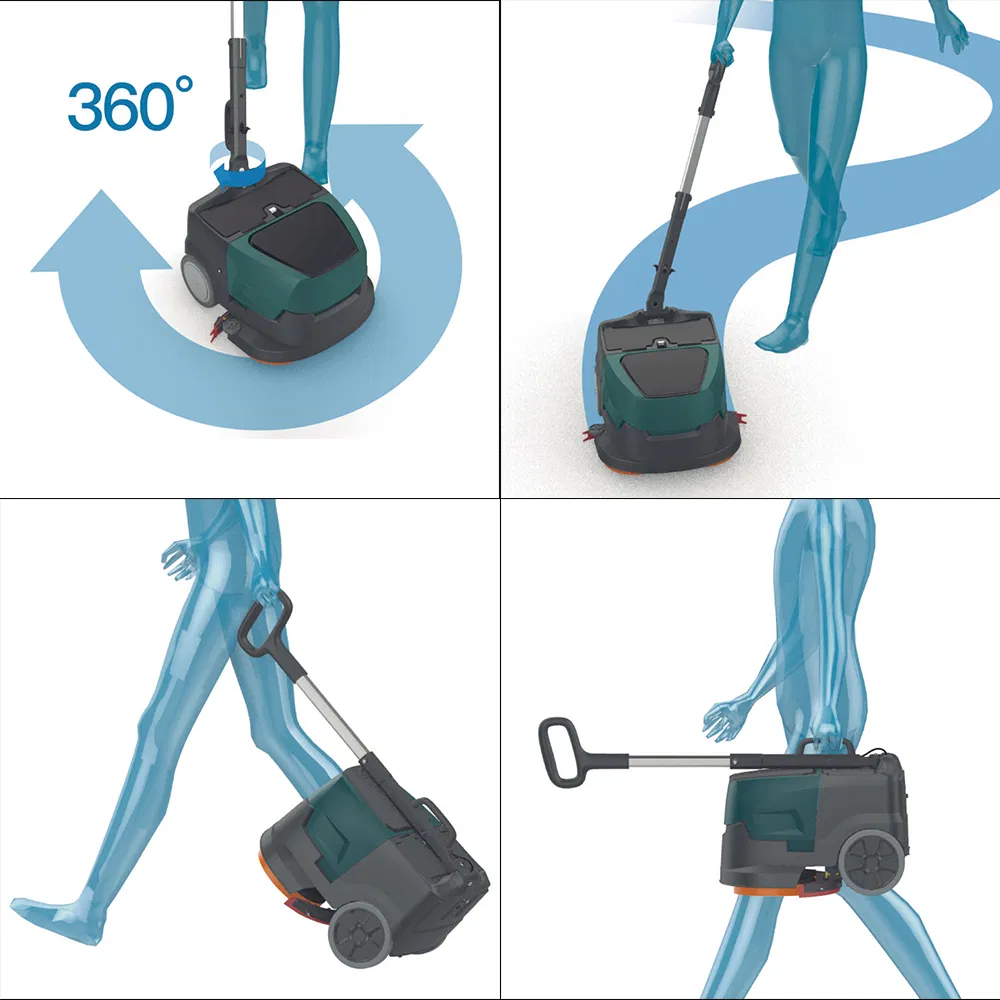 Small Size Low-Noise Walk-Behind Electric Floor Cleaning Scrubber Machine for coffee Shop Restaurant Office
