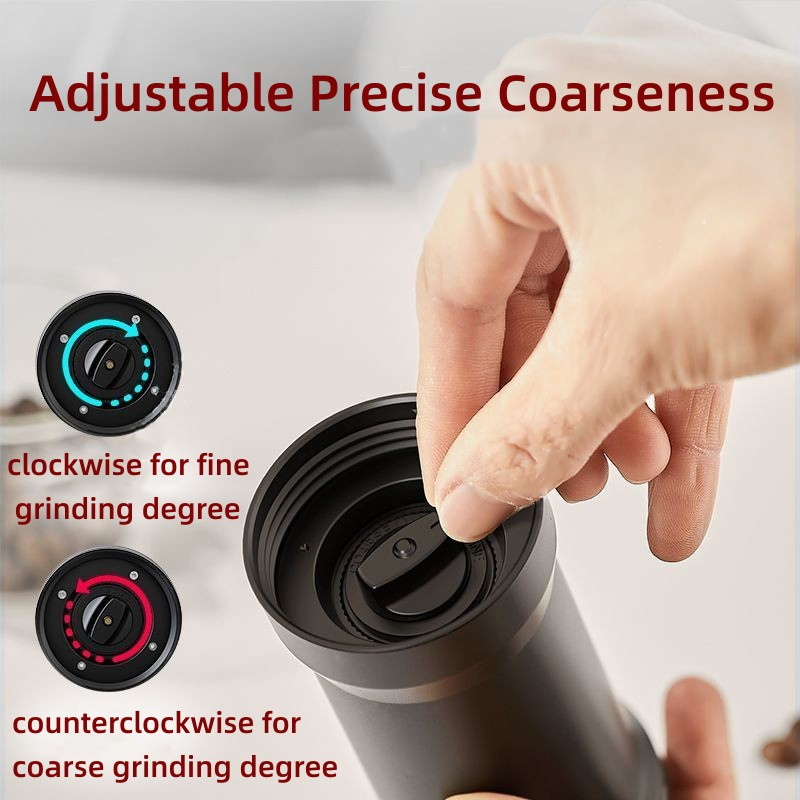 Manual Coffee Grinder Capacity 25g, Adjustable Settings of Coarseness, Portable Ceramic Conical Burr Grinder Coffee Grinder with Crank--White