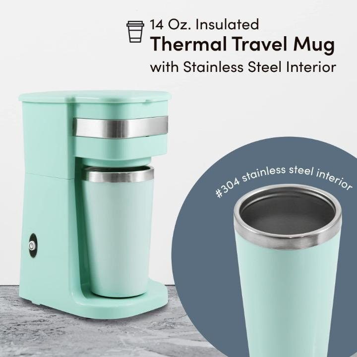 Wholesale Stainless Steel Interior Thermal Travel Mug Personal Single-Serve Compact Coffee Maker