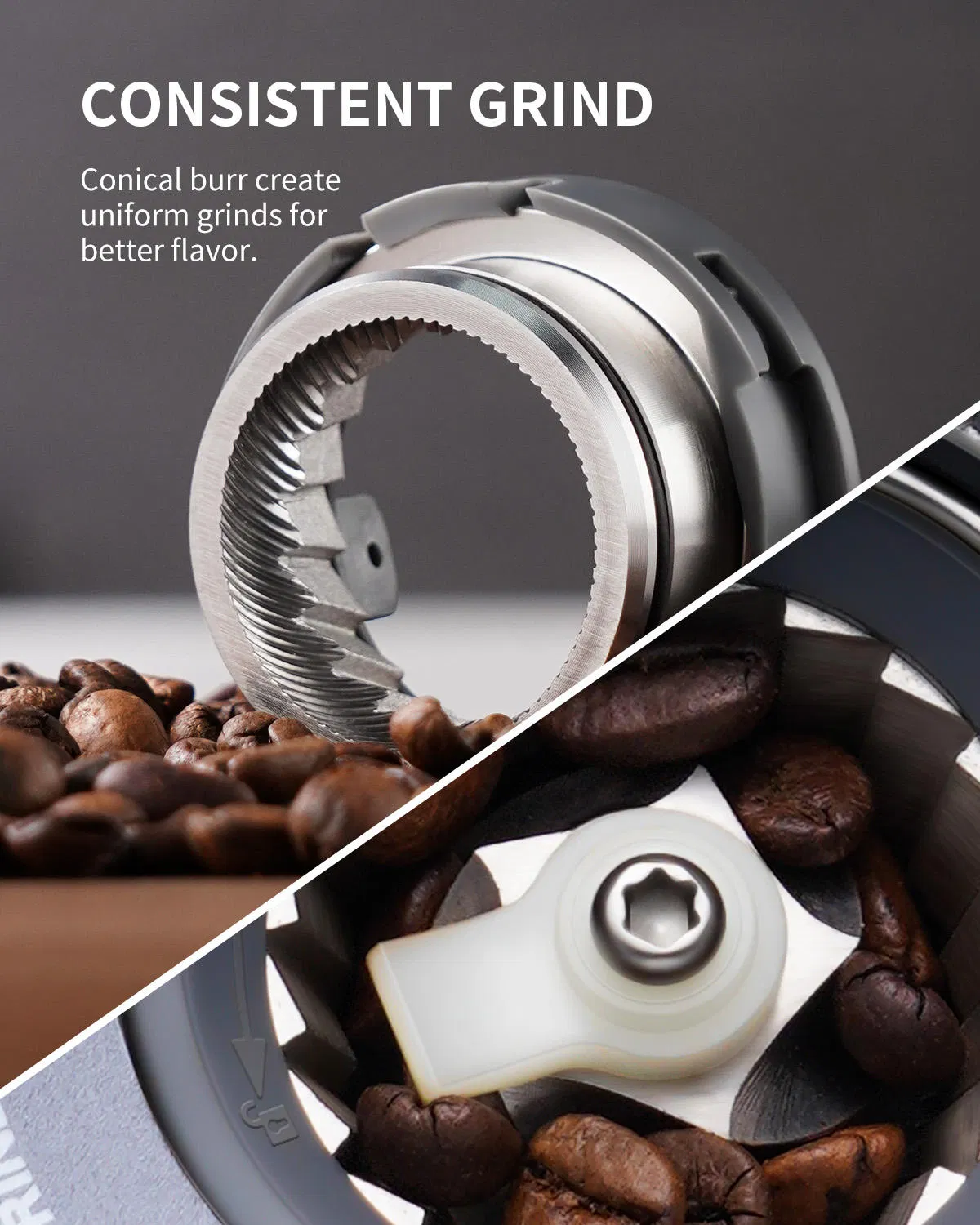 Conical Burr Coffee Grinder Electrical 51 Grind Settings Adjustable Coffee Grinder