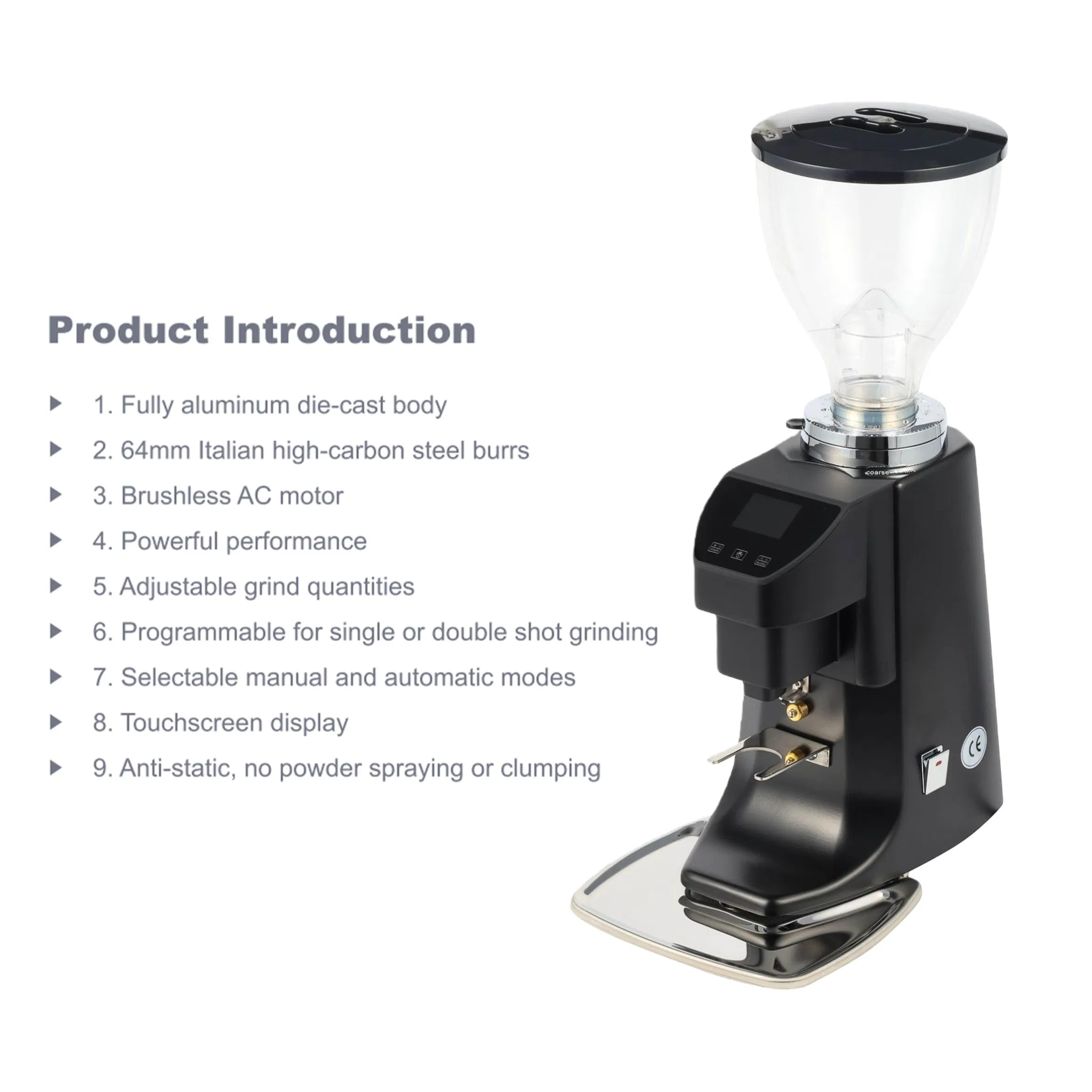 Commercial 370W High Performance Italian Electric Coffee Grinder Mill Multi Function Grinding Machine Espresso Grinder
