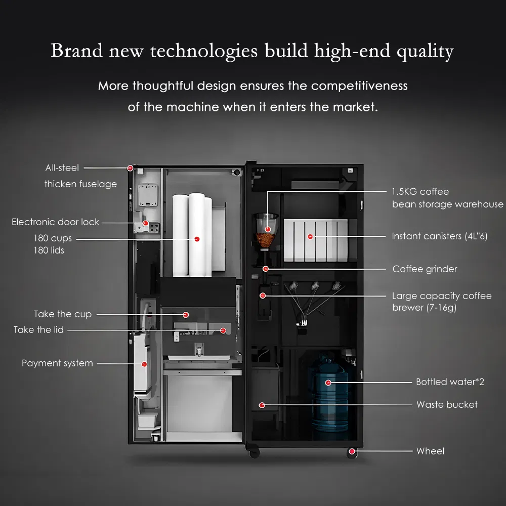 Coffee Vending Machine with Card Payment Quick Espresso Coffee Machine for Restaurant, Home, Office