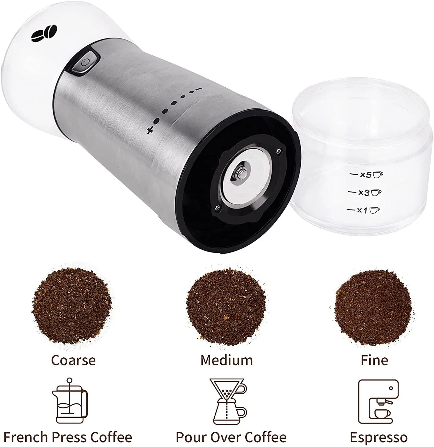 USB Rechargeable Coffee Bean Machine Stainless Steel Portable Electric Coffee Grinder