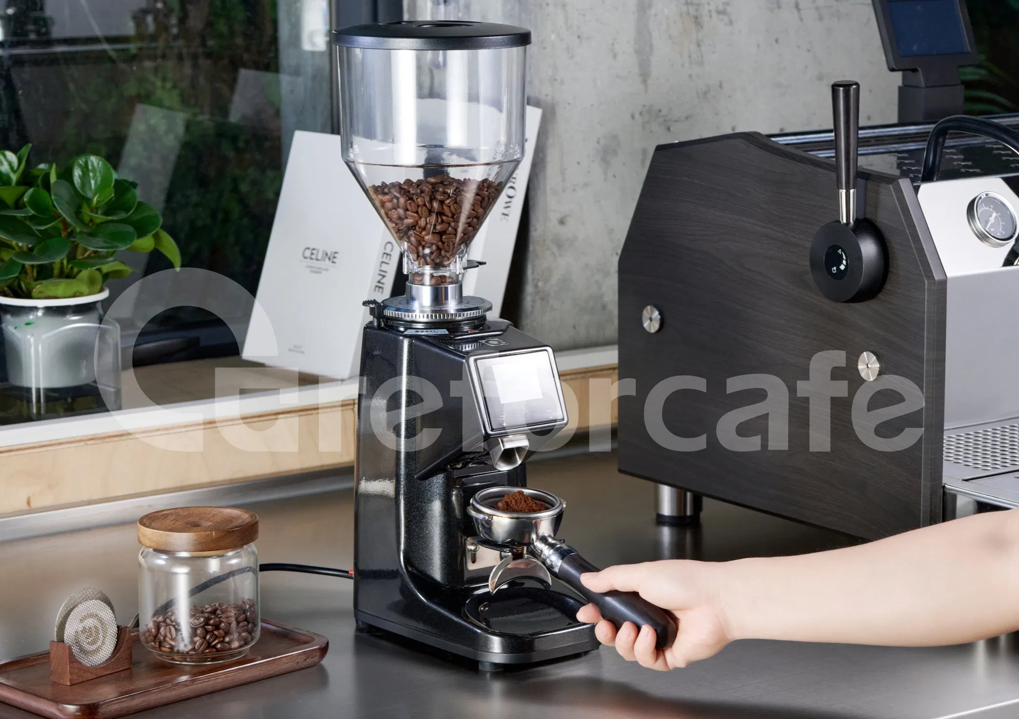 Stainless Steel 200W 500g Bean Capacity 60mm Flat Wheel Burr Electric Commercial Coffee Grinder Machine for Cafe