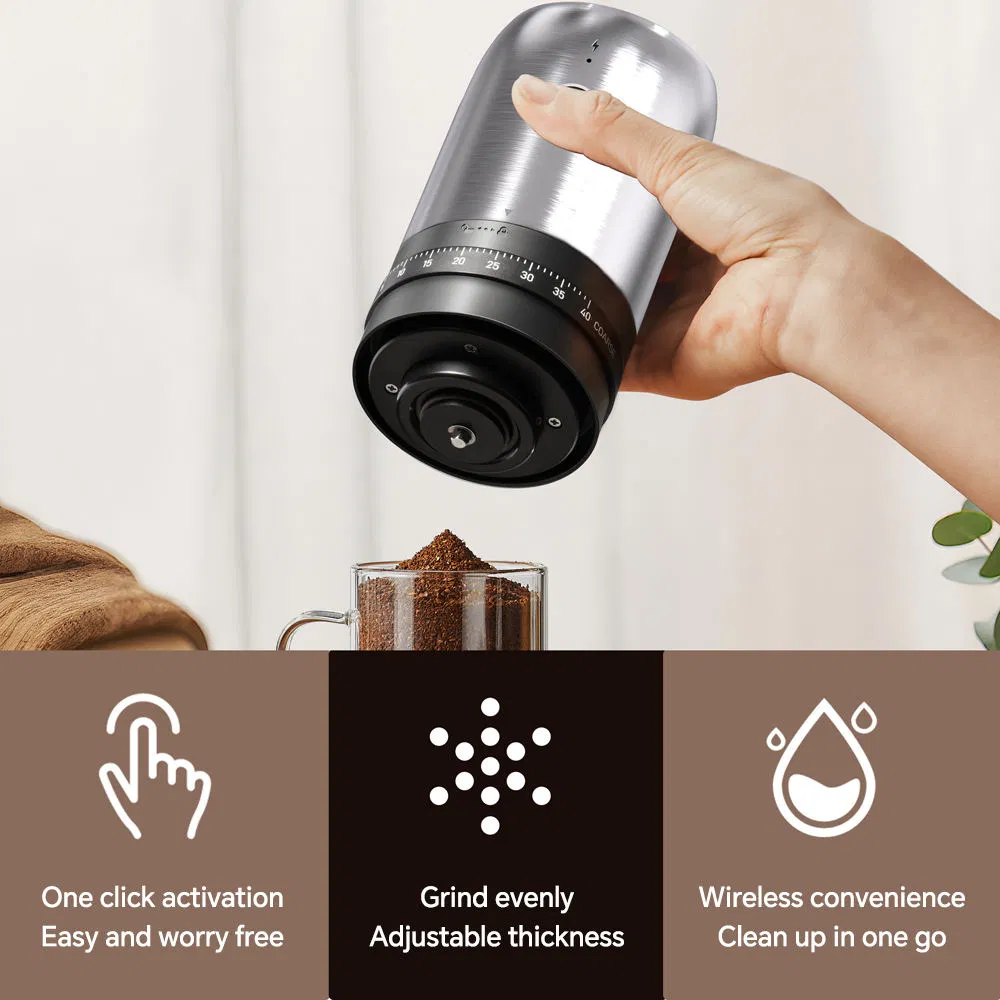 Portable Wireless Coffee Maker New Smart USB Drip Cafe Electric Bean Grinder Stainless Steel Externally Adjustable for Travel