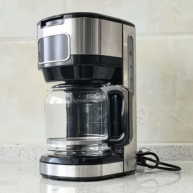 900W Automatic 1.5L Glass Pot Drip Coffee Machine with CE Certificate Household Touch Screen Reusable Filter Coffee Maker