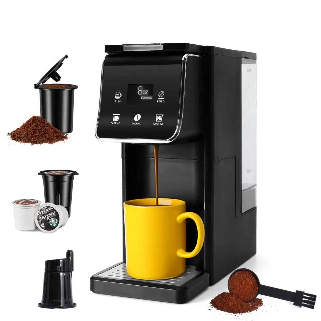 Hot &amp; Iced Coffee Maker with Bold Setting Single Serve Coffee Maker for K Cup and Grounds
