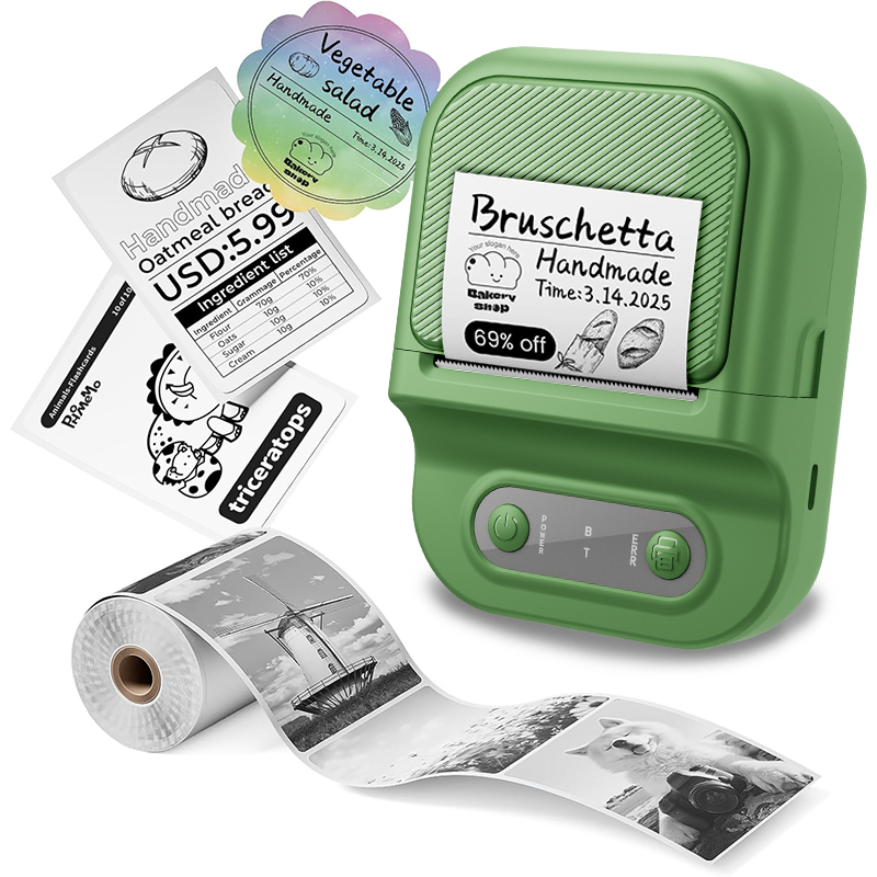 1PC Mini Thermal Label Printer with USB Charging, Portable Office &amp; Study Use for Coffee Notes, Planner Dates, Compact Design, Thermal Printing