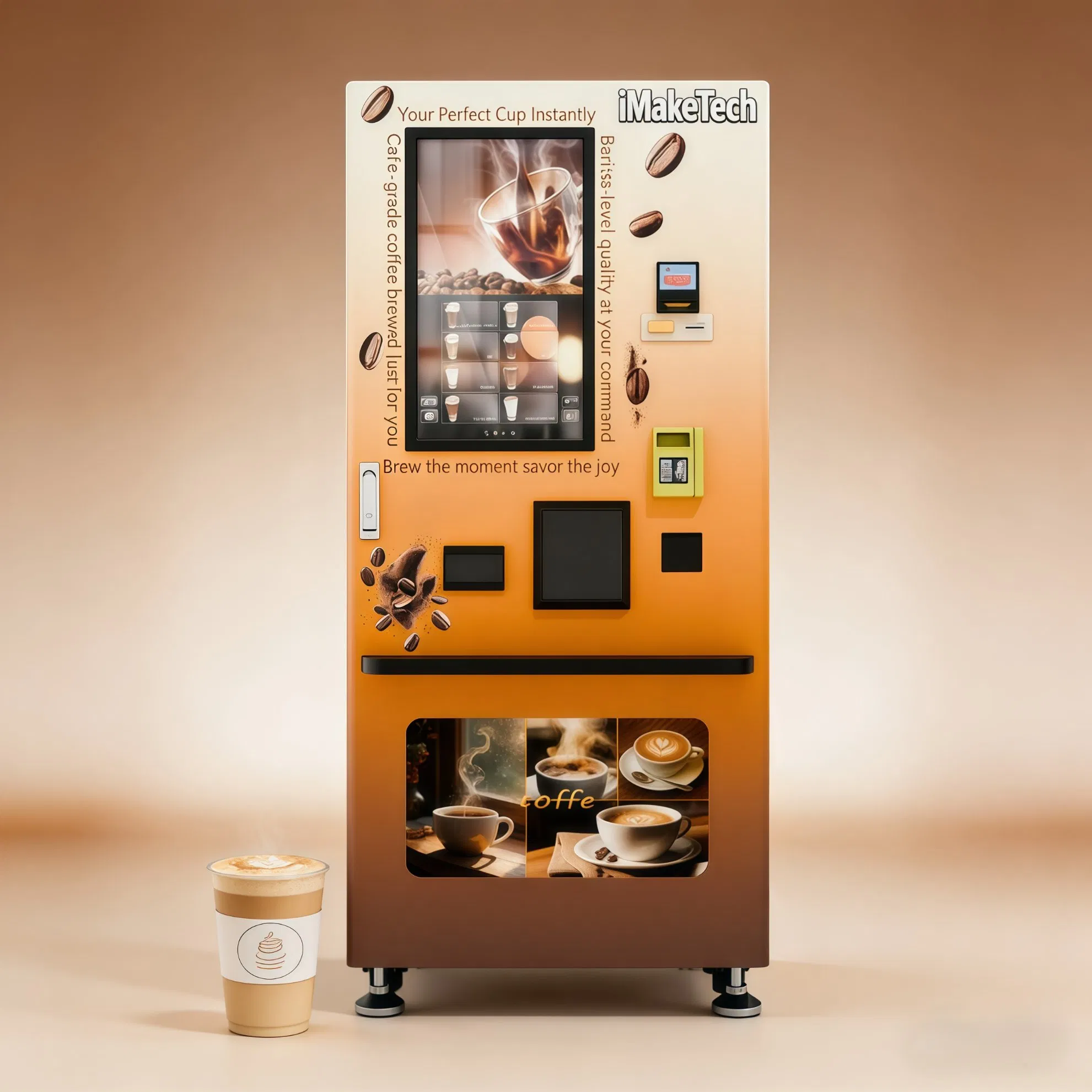 Touch Screen Space-Saving for Offices and Wai Coffee Vending Machine Robot Coffee Machine