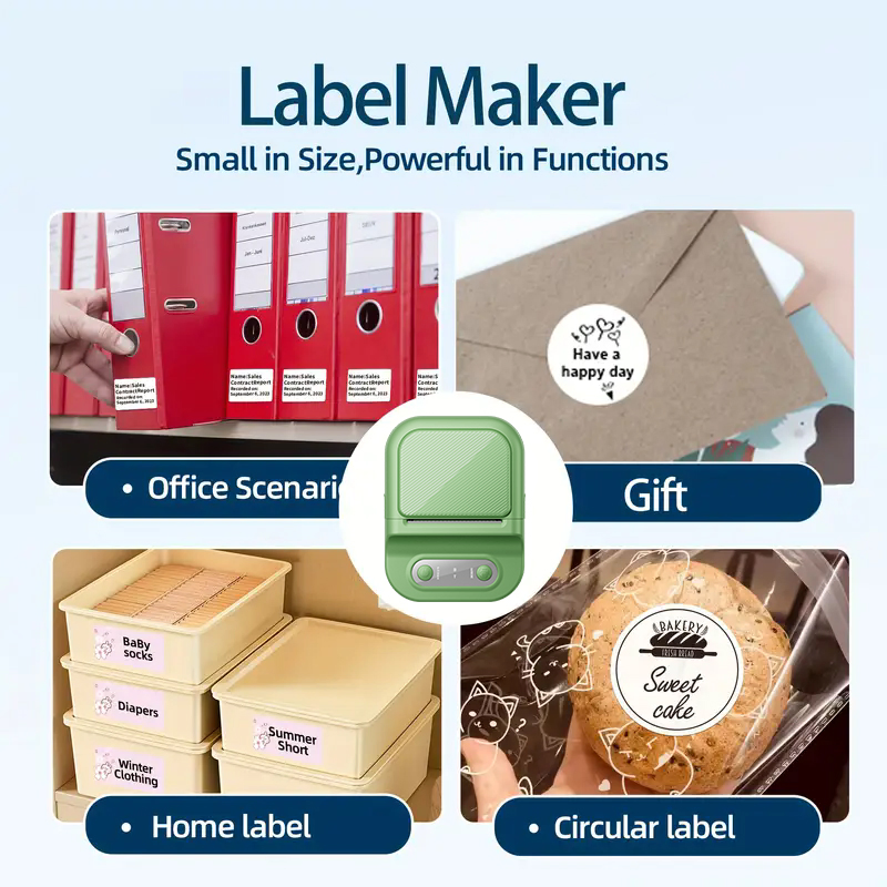 1PC Mini Thermal Label Printer with USB Charging, Portable Office &amp; Study Use for Coffee Notes, Planner Dates, Compact Design, Thermal Printing