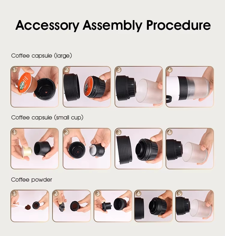 Portable Coffee Maker with Self- Heating Travel Drip Capsule Coffee Espresso Machine Mini Portable Cold Hot Brew Coffee Maker
