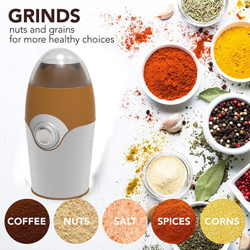 Best Portable Mini Professl Burr Coffee Machine Maker Lower Noise Produced Dry Grinding Coffee Grinder with Stainless Steel Blade and Detachable Bowl