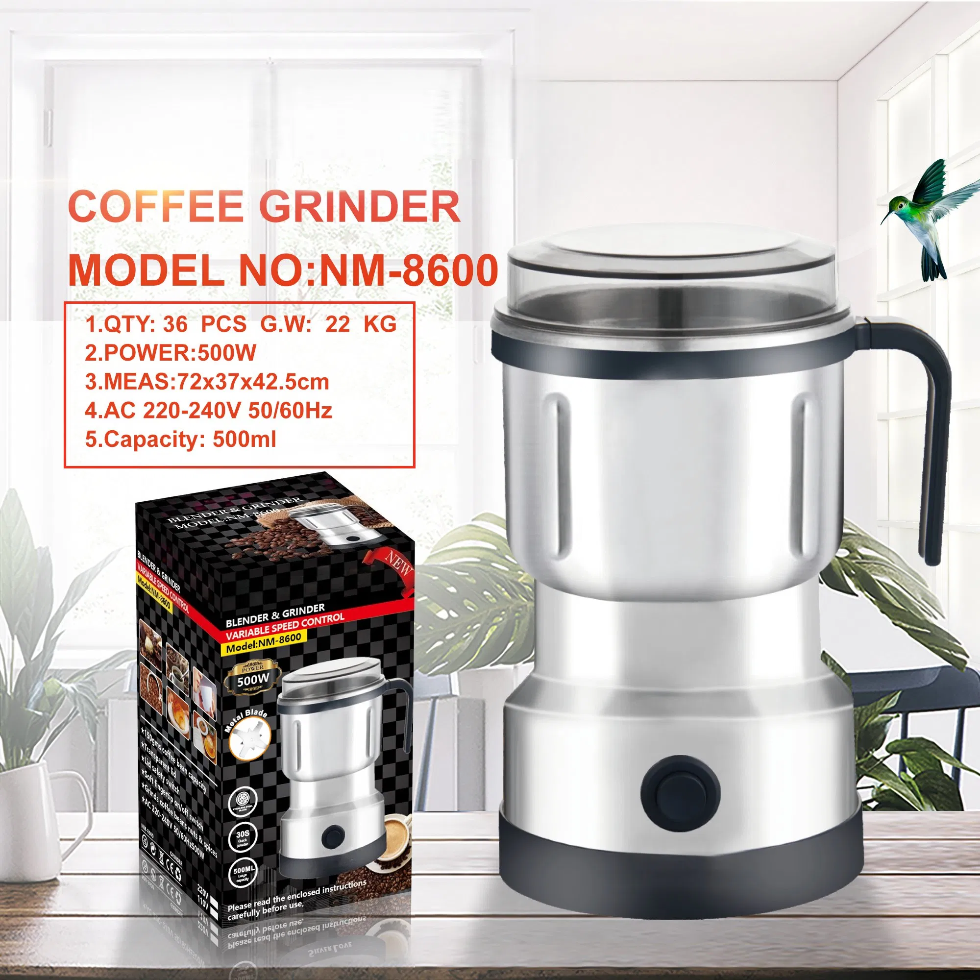 Exquisite Premium Portable Coffee Grinder with Stainless Steel Blades, Boasting Hassle - Free Cleaning