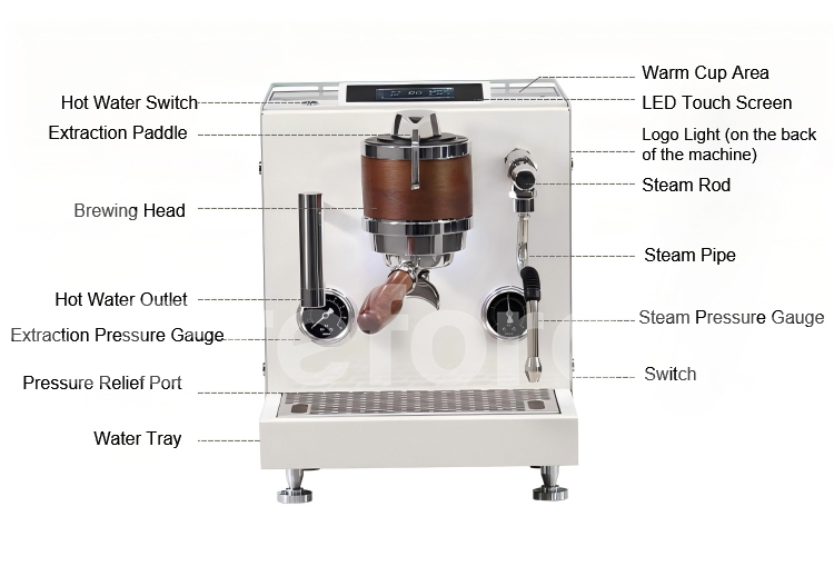 Professional Italian ODM Commercial 2550W 1group 9bar Rotary Pump Semi-Automatic Espresso Coffee Machine