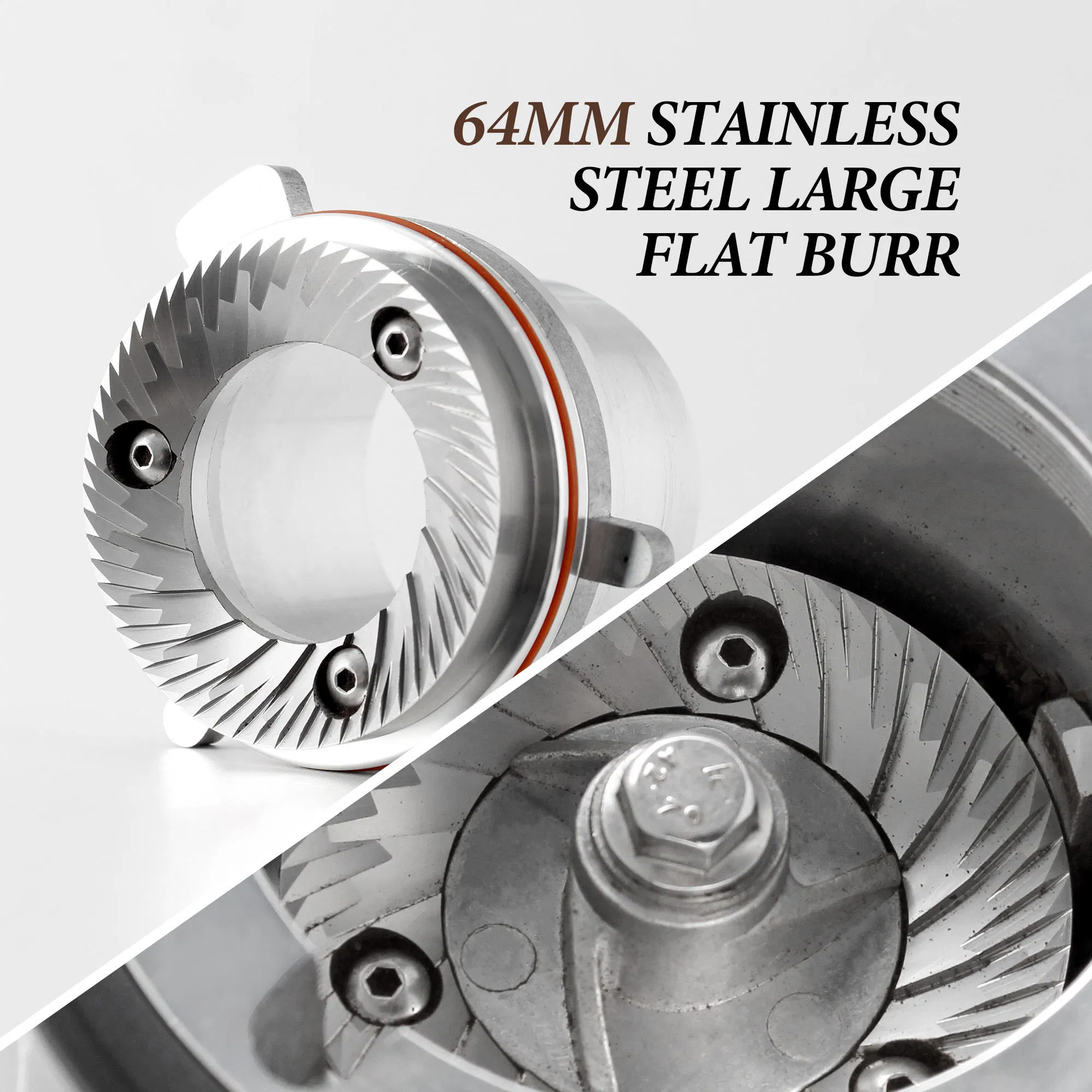 Large 500g Hopper 100 Settings Espresso Grinder Professional 64mm Burr Coffee Grinder